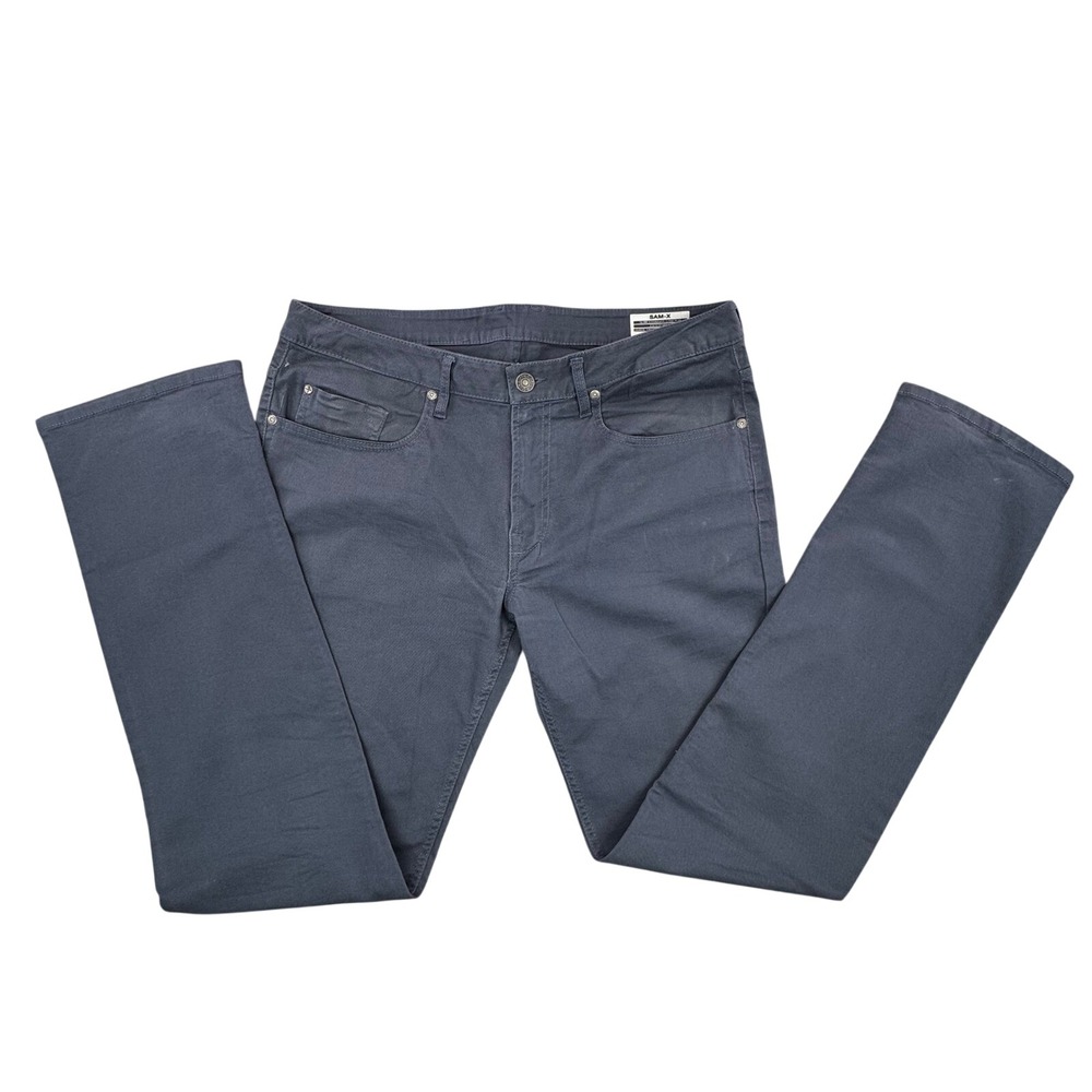 Buffalo David Bitton Sam-X Slim Straight Pants Mens 36x35 Grey Blue Stretch